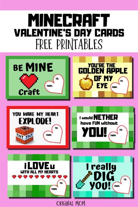 minecraft valentines day cards  printables minecraft valentines