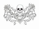 Gothic Coloring Pages Skull Tattoo Roses Adults Drawing Vines Skulls Designs Fairy Heart Printable Moon Wallpaper Tattoos Flower Adult Butterfly sketch template