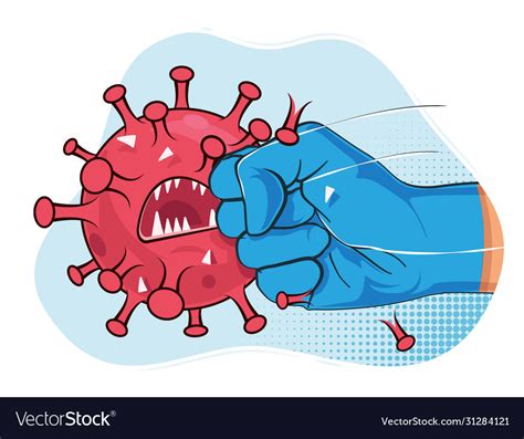 fight coronavirus strong arm  blue medical vector image