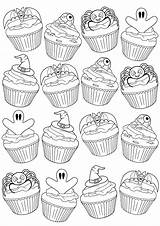 Coloring Pages Halloween Cupcake Adult Cupcakes Star Food Book Choose Board Books Vk sketch template