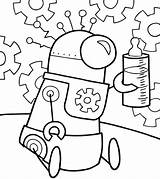 Robot Coloring Pages Cute Cartoon Momjunction Printable Little sketch template