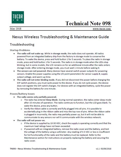 nexus wireless troubleshooting maintenance guide tucor support