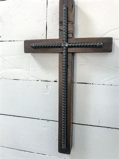 welded steel rebar cross  wood cross etsy wood crosses cross
