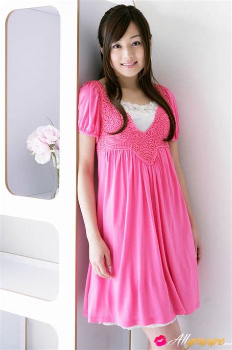 beautiful gravure idol is adorable in cute little pink dress