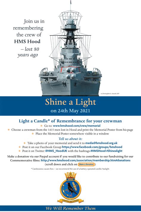 Shine A Light For Sailors Of Hms Hood Royal Naval Association