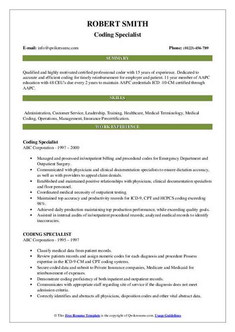 medical coding resume format  coding supervisor resume samples