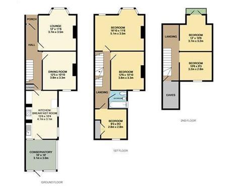 typical victorian terraced house plan floorplan  bedroom semi detached house  sale