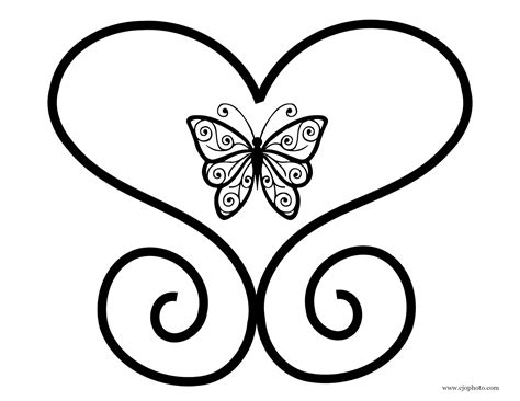 cjo photo butterfly  heart coloring page