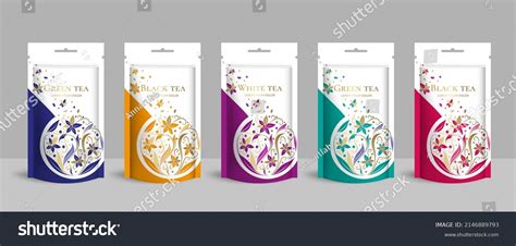 tea packaging design zip pouch bag stock vector royalty