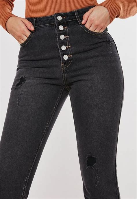 black wrath exposed button fly jeans missguided