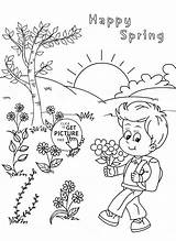 Spring Coloring Seasons Pages Happy Kids Drawing Four Printable Season Printables Colouring Color Sketch Sheets Summer Worksheet Wuppsy Girl Tree sketch template