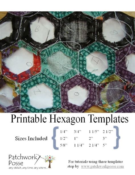 printable hexagon template  quilting