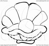 Pearl Oyster Coloring Outline Drawing Clipart Shell Pages Illustration Royalty Template Visekart Rf Pearls Pencil Getdrawings sketch template