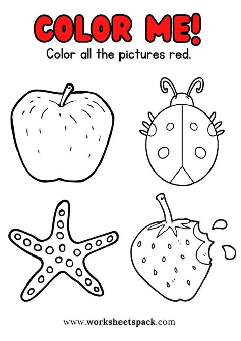 red coloring page kindergarten coloring worksheets  color red