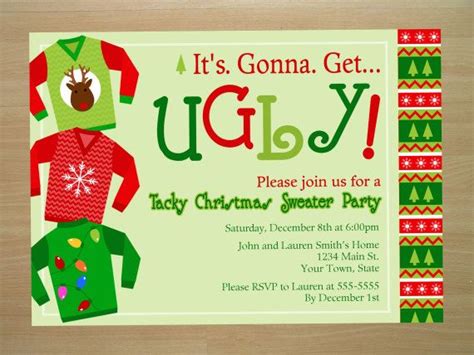 custom ugly christmas sweater party invitation digital file printing available 10 00 via