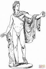 Statue Statua Disegno Apolo Mythology Gods Stampare Myths Supercoloring Openclipart Sculture Goddesses Dio Degli Colorate sketch template