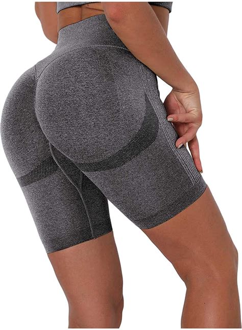 icjjl women s workout shorts mid thigh ruched slimming textured