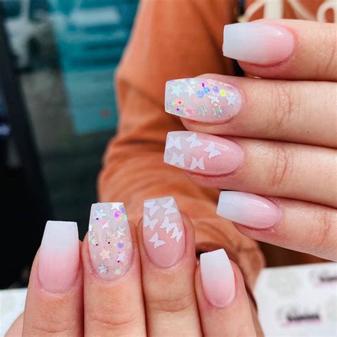 Pink Ombre Nails With Butterflies Nothing Is More Satisfying Than