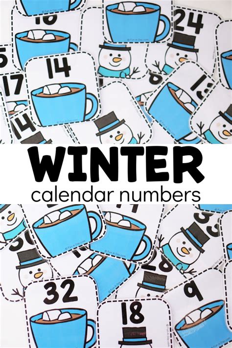 printable winter calendar numbers fun  day