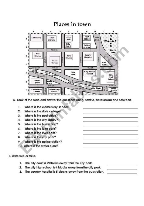 prepositions  place places  town giving directions prepositions