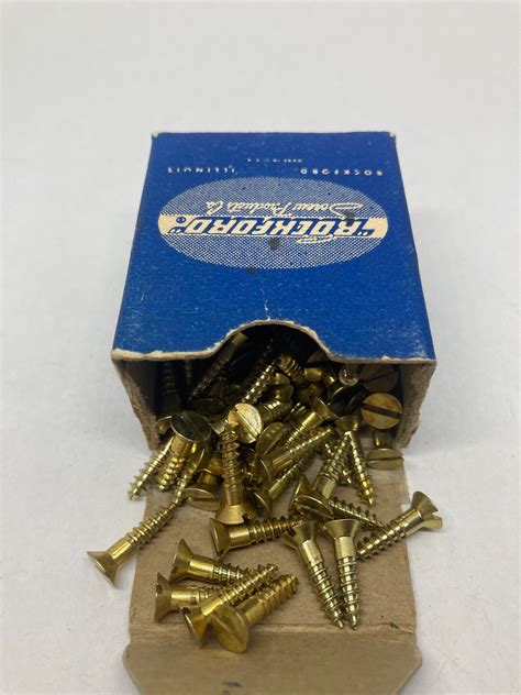 6 X 5 8 Vintage Rockford Brass Screws 24 Slotted Flat Head Etsy