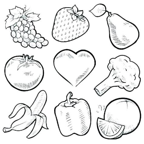 coloring pages fruits  vegetables preschool  fruit vegetable