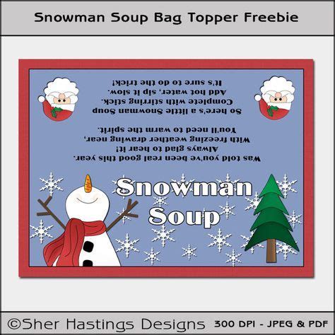 snowman soup bag topper snowman soup christmas labels