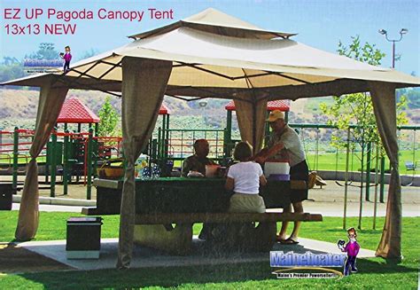 ez  pagoda tan    gazebo cabana canopy tent ebay