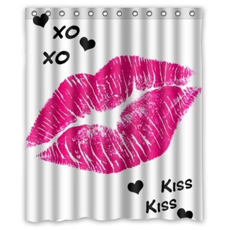 Sex Lip And Kiss Me Sayings Custom Bathroom Curtain Shower Waterproof