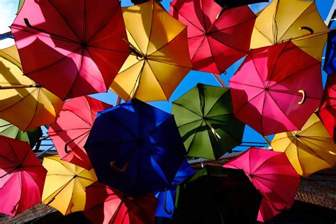 colorful umbrellas royalty  stock photo