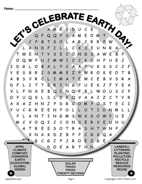 printable earth day word search