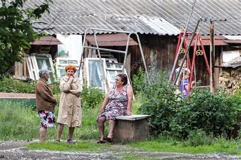 Scene From Rural Life In Russian Village Stock