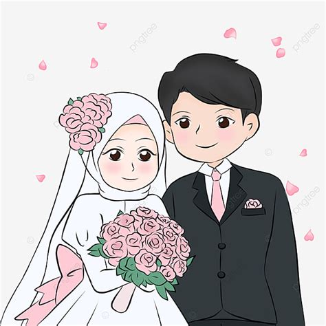 Wedding Vektor Kartun Pengantin Muslimah Png Hijab Jilbab Gallery