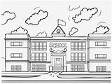 School Building Coloring Pngkit Transparent sketch template