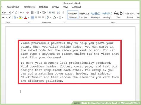 how to create random text in microsoft word 5 steps