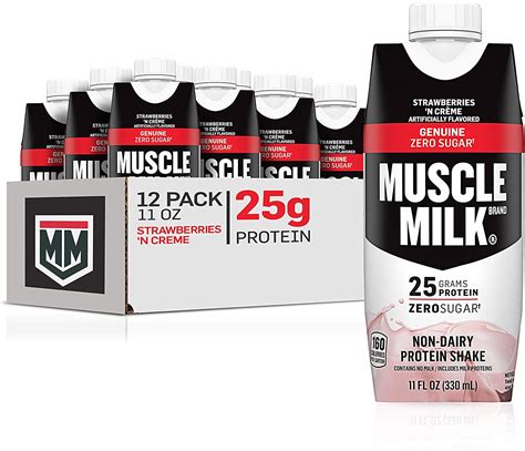 muscle milk genuine protein shake  protein strawberries  creme  fl oz  count