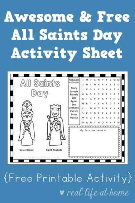 awesome    saints day activity sheet printable