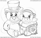 Coloring Teddy Wedding Outline Bear Couple Illustration Vector Royalty Visekart Clip Background sketch template