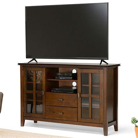 medium brown solid wood tall tv stand  tvs