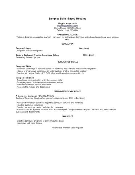 skills based resume  google search resume samples