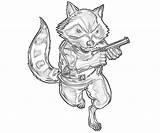 Raccoon Rocket Guardians Superheroes sketch template