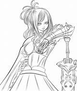 Tail Erza Lineart Coloringhome sketch template