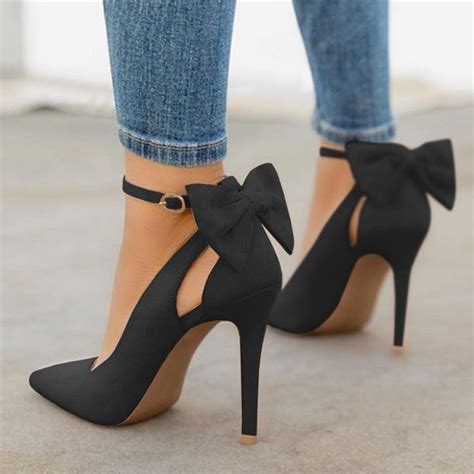 new bow pumps women high heels woman pointed toe stiletto pumps sexy