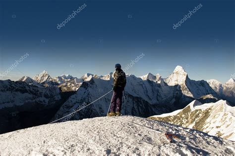 island peak summit nepal stock photo  granitepeaker