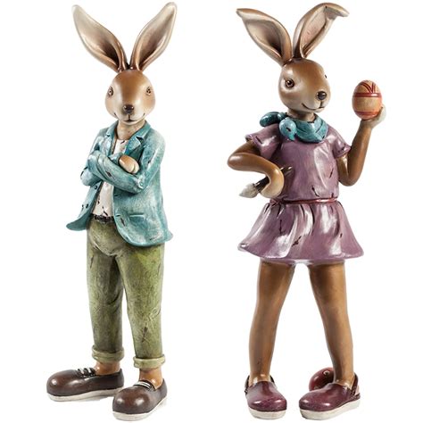 resin rabbit figurines statues small creative animal figurine ornaments vintage decorative