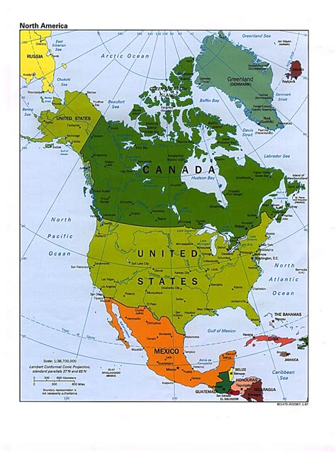 América Del Norte División Política Ciencia Geográfica