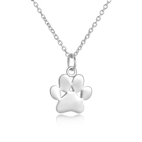 sterling silver paw print necklace gift  dog lovers