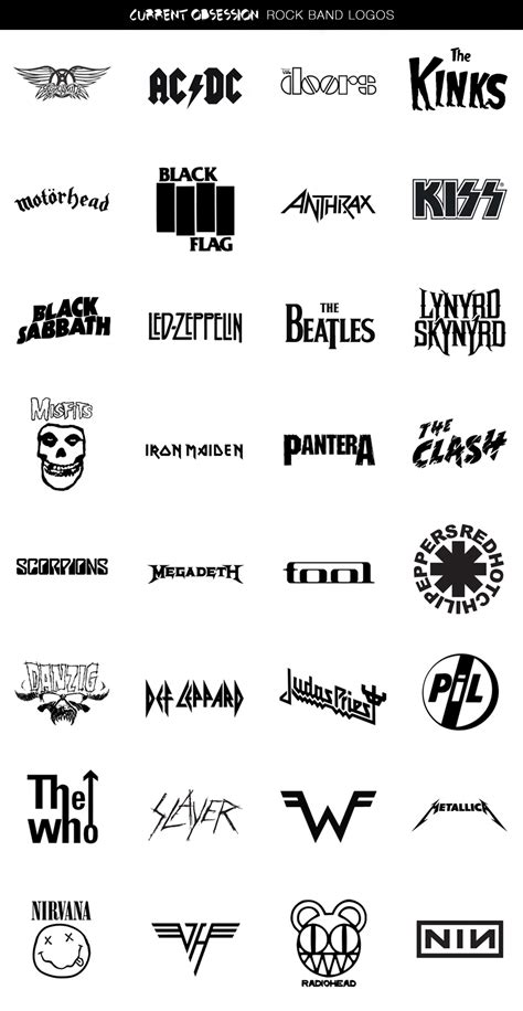 Current Obsession Rock Band Logos Cool Material