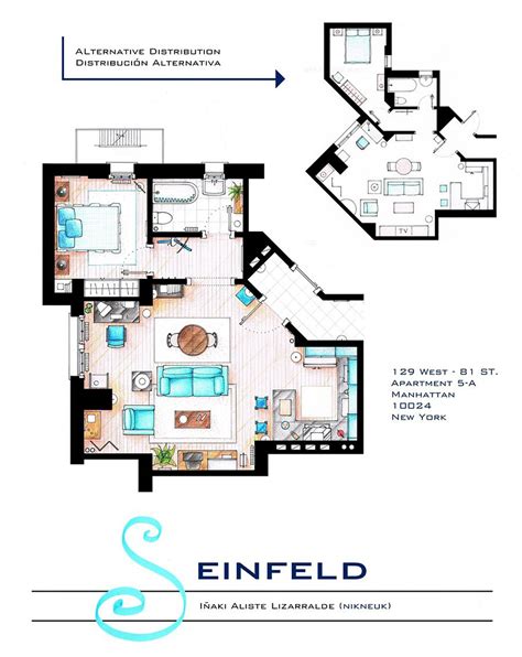 artist draws detailed floor plans of famous tv shows