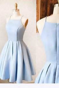 satin light blue simple short prom dress homecoming dress for teens simidress